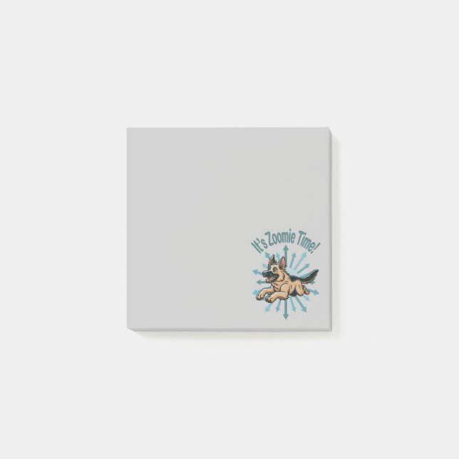 Notas Post-it® Es Zoomie Time German Shepherd (Anverso)