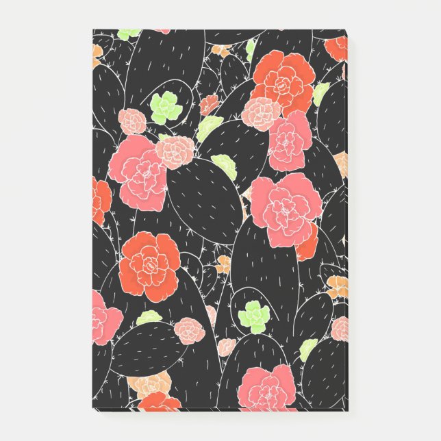Notas Post-it® Esbozo de flor de cactus rosados (Anverso)
