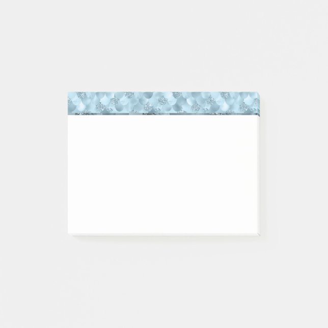 Notas Post-it® Escala de glam de la sirena | Dusty Ice Blue Sheen (Anverso)