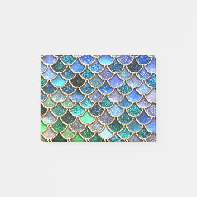 Notas Post-it® Escales de sirena de Purpurina multicolor (Anverso)