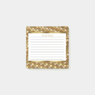 Notas Post-it® Escamas de sirena doradas personalizadas 3x3