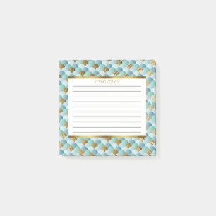 Notas Post-it® Escamas de sirena personalizadas Aqua Turquesa Oro