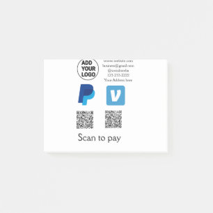 Notas Post-it® Escaneo de pypal de Venmo para pagar añadir texto