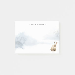 Notas Post-it® Escena de bosque invernal liebre
