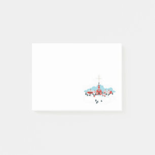 Notas Post-it® Escena de invierno con una estrella de la Iglesia 