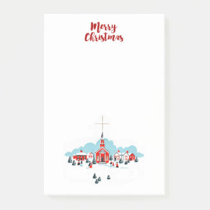 Notas Post-it® Escena de invierno con una estrella de la Iglesia 