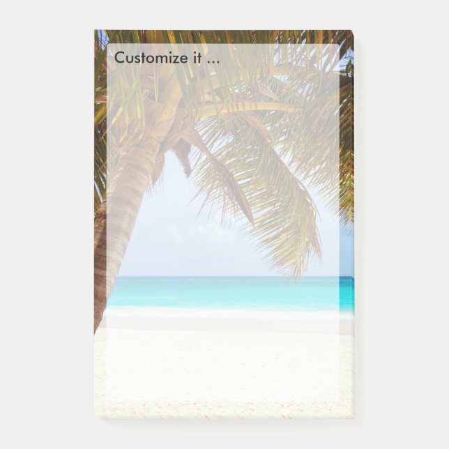Notas Post-it® Escena de refrigeración tropical de la playa (Anverso)