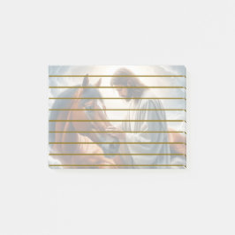 Notas Post-it® Escena serena de compasión con Jesús y caballo