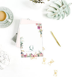 Notas Post-it® Escritorio Tropical Monograma Floral Personalizado