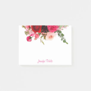 Notas Post-it® Escritura a mano Nombre de guión Rosas de acuarela