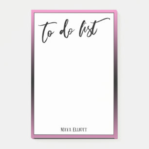 Notas Post-it® Escritura a mano para hacer lista de bordes rosa y