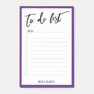 Notas Post-it® Escritura a mano para hacer lista morado y blanco