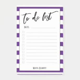 Notas Post-it® Escritura A Mano Para Hacer Listas De Rayas Púrpur
