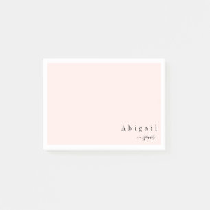 Notas Post-it® Escritura simple rosa Stationery personalizada mod