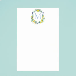 Notas Post-it® Escudo de limón monograma, Personalizado azul y bl