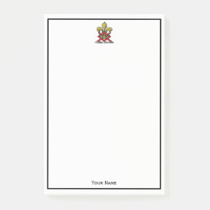 Notas Post-it® Escudo heráldico Preppy Gold Red Fleur de Lis Embl