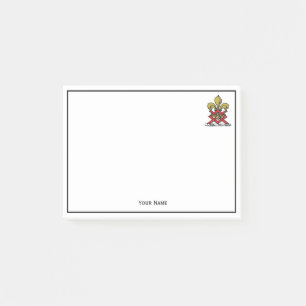 Notas Post-it® Escudo heráldico Preppy Gold Red Fleur de Lis Embl