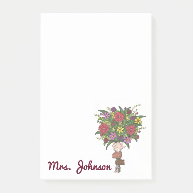 Notas Post-it® Escuela de Bouquet de Flores Personalizada (Anverso)