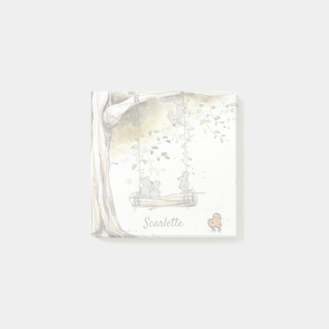 Notas Post-it® Escuela de ratones Cute de Nombre Personalizado (Anverso)