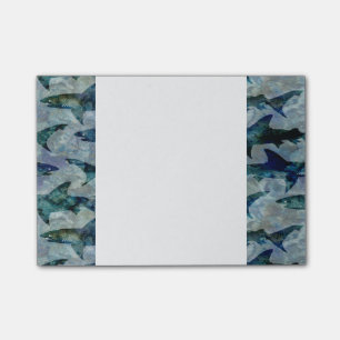 Notas Post-it® Escuela de tiburones en azul acuoso