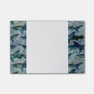 Notas Post-it® Escuela de tiburones en azul acuoso
