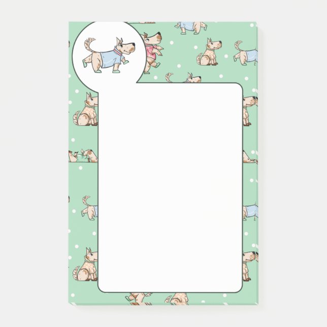 Notas Post-it® Ese patrón de perro verde (Anverso)