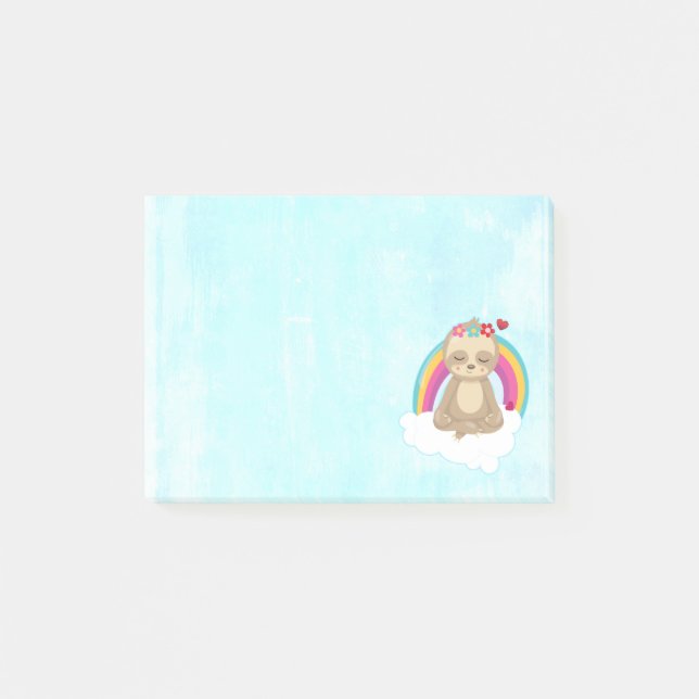 Notas Post-it® Eslogan marrón, meditando en una nube (Anverso)
