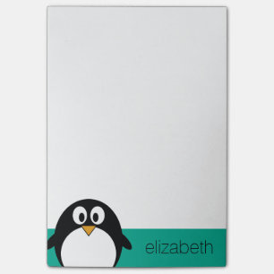 Notas Post-it® esmeralda linda y negro del pingüino del dibujo
