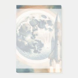 Notas Post-it® Espacio de la luna de cohete