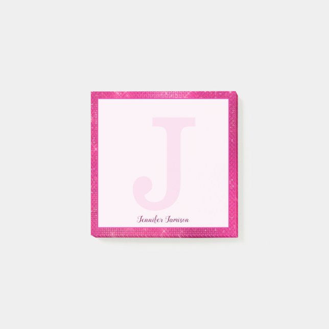 Notas Post-it® Espinilla de glam rosado caliente Girona Nombre mo (Anverso)