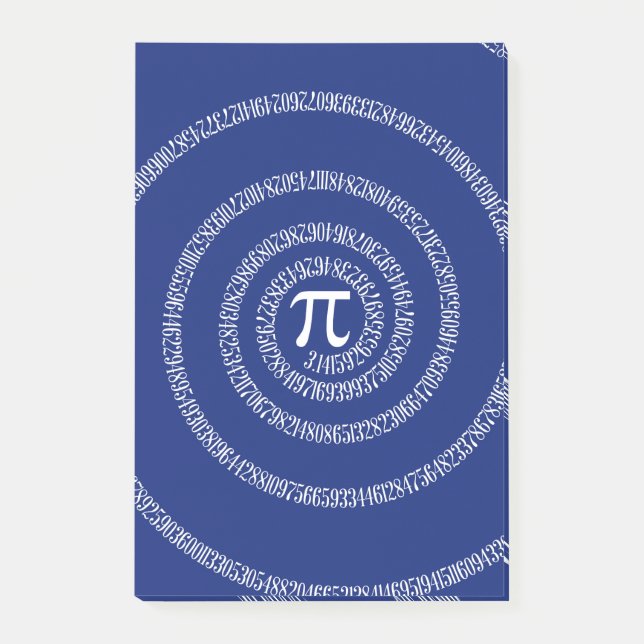 Notas Post-it® Espiral tipográfica para Pi sobre azul marino (Anverso)