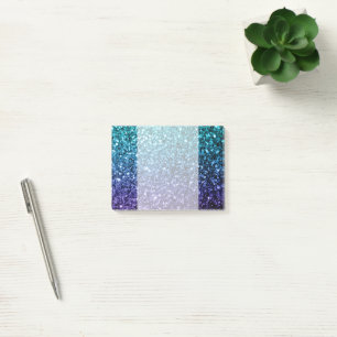 Notas Post-it® Espuma de purpurina azul Ombre azul Aqua