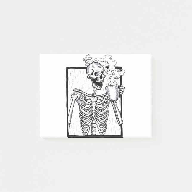 Notas Post-it® esqueleto para beber café de halloween (Anverso)