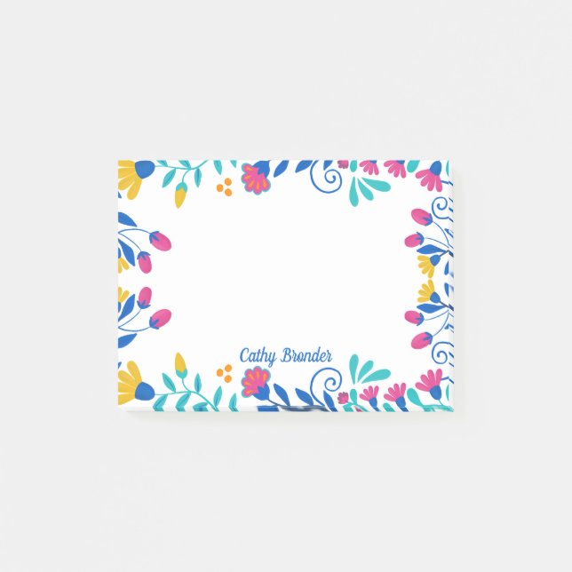 Notas Post-it® Estacionalidad de nombres personalizados florales  (Anverso)