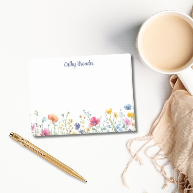 Notas Post-it® Estacionamiento de nombres personalizados de flor  (Wildflower Floral Personalized Name Stationery Post-it Notes )