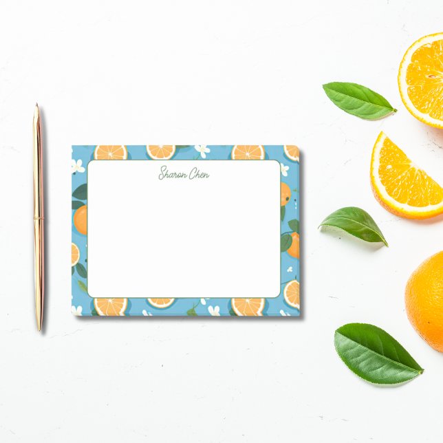 Notas Post-it® Estacionamiento de nombres personalizados de Naran (Summer Oranges Custom Name Stationery Post-it Notes)
