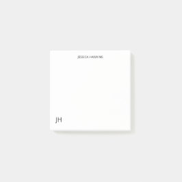 Notas Post-it® Estacionamiento personal simple Monograma blanco