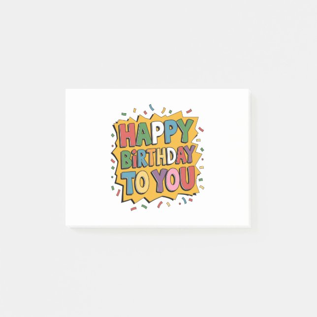Notas Post-it® Estallido de cómic Feliz Cumpleaños (Anverso)