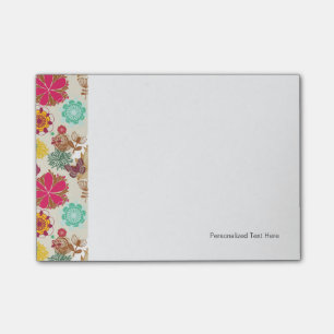Notas Post-it® Estampado de flores en estilo retro