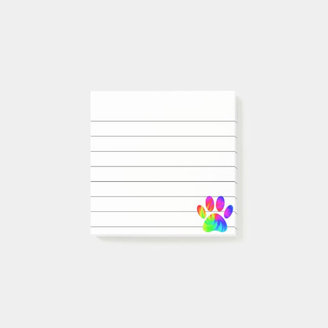Notas Post-it® Estampado de Huella de Perro Tie Dye Gráfico Cuadr (Anverso)