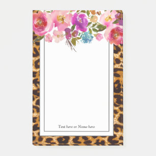 Notas Post-it® estampado de leopardo, chita, a la moda, floral, d