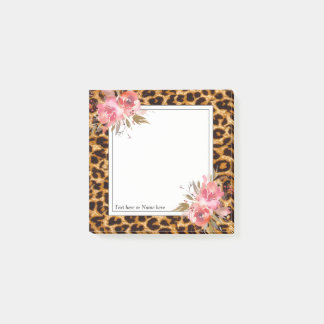 Notas Post-it® estampado de leopardo, chita de moda, floral, dulc