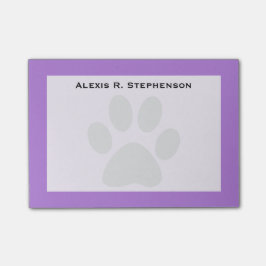 Notas Post-it® Estampado de pata de animal negro Monograma Lavand