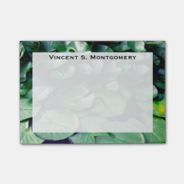 Notas Post-it® Estanque de hojas de nenúfar verdes monograma