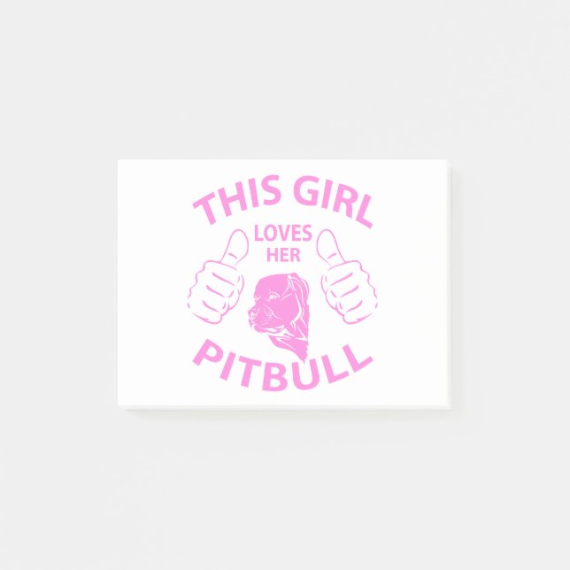 Notas Post-it® "Este chica ama rosa de su pitbull" (Anverso)