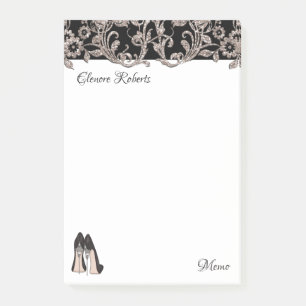 Notas Post-it® Esterletto negro y remolinos florales