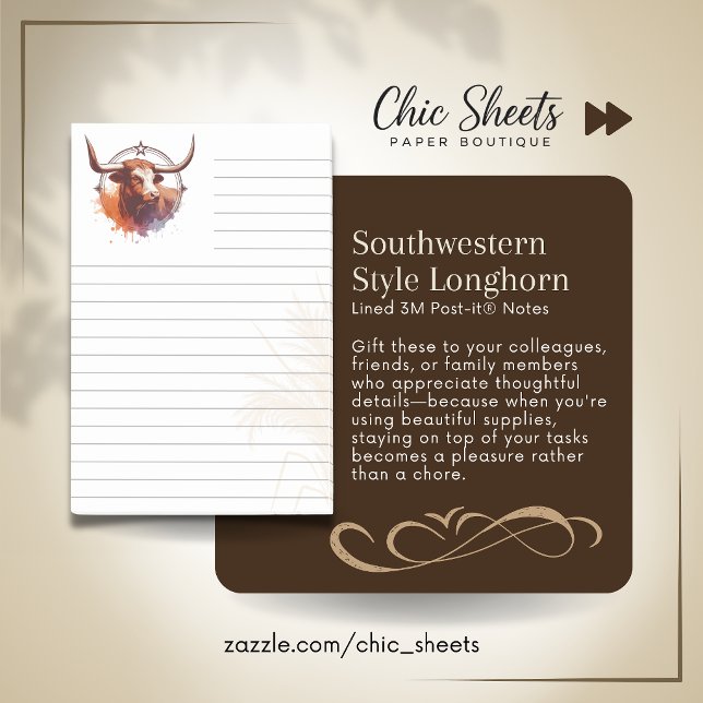 Notas Post-it® Estilo Boho-Suroeste Longhorn Regladas 3M  (Subido por el creador)