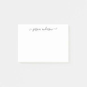 Notas Post-it® Estilo clásico simple elegante guión gris negro