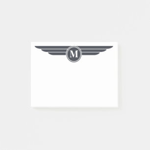 Notas Post-it® Estilo de decoración en blanco y negro con monogra