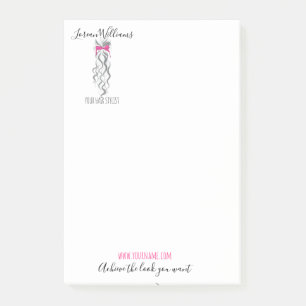 Notas Post-it® Estilo del pelo del cordón rosa y gris y del trenz